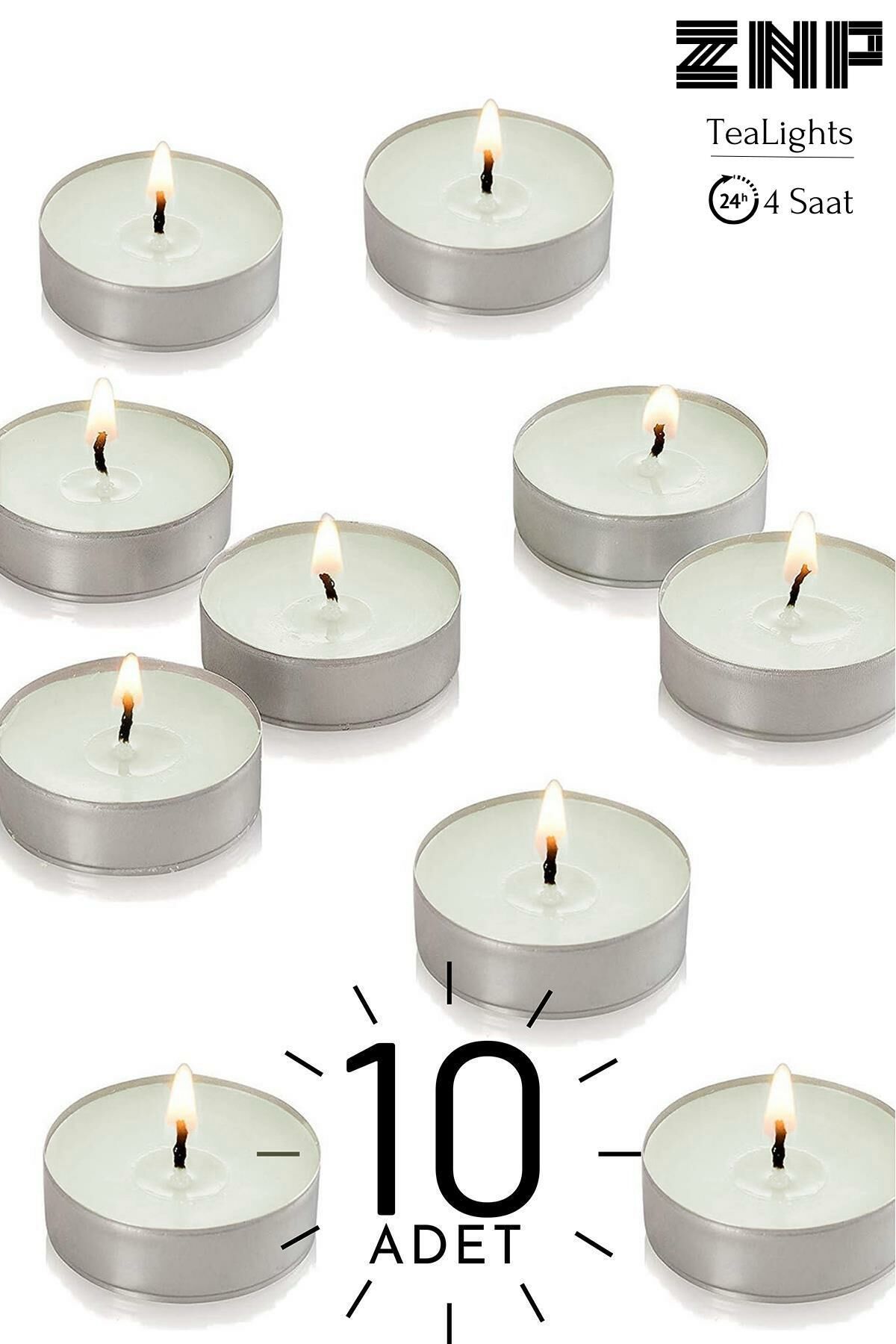 10 Adet | Yasemin Kokulu Tealight Mum | 4 Saat Yanar | Dekoratif Mumluk Mumu