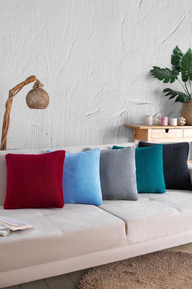 Sofa | 2 Adet Mavi Renk Welsoft Kırlent Kılıfı Yastık Kılıfı 44x44 Cm