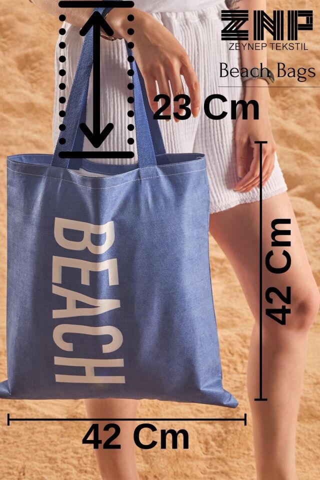 Beach Desen Baskılı Plaj Çantası