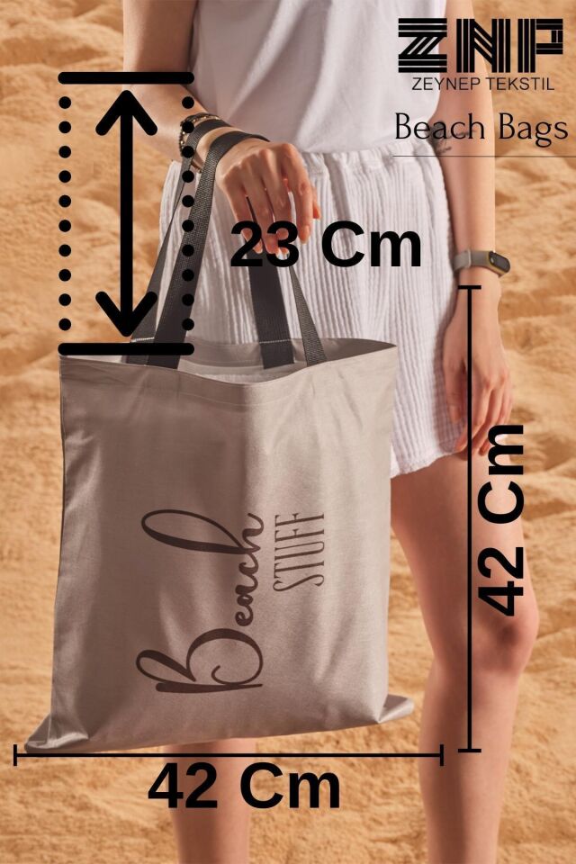 Beach Stuff Desen Baskılı Plaj Çantası