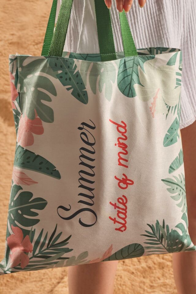 Summer Mind Desen Baskılı Plaj Çantası