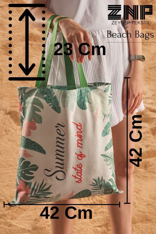 Summer Mind Desen Baskılı Plaj Çantası