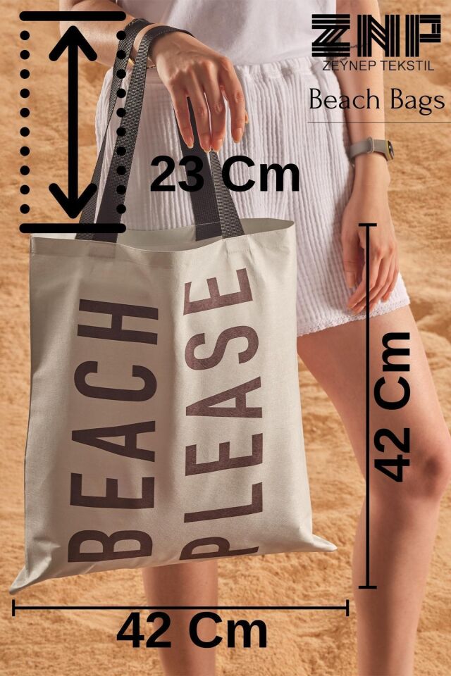 Beach Please Desen Baskılı Plaj Çantası