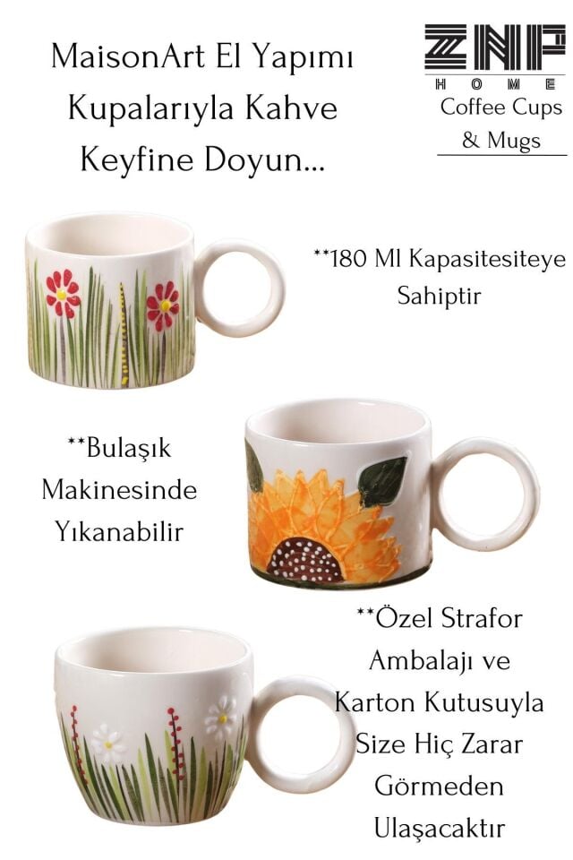 Ivy | El Yapımı Seramik Kupa Fincan Bardak Mug Seramik Double Türk Kahve Fincanı