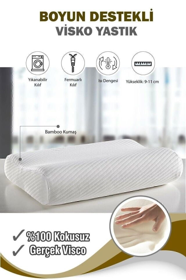 Ortopedik Visco Yastık Boyun Fıtığı Boyun Düzleşmesi Boyun Ağrısı Destekli Lüks Ortapedik Yastık 153-99-2005
