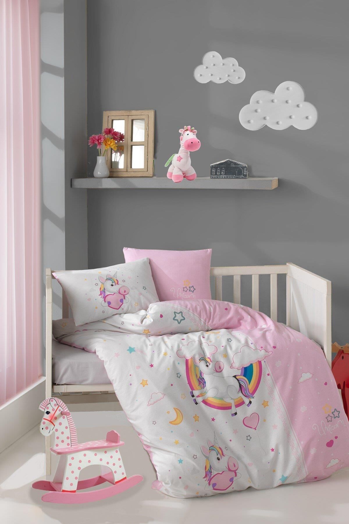Clasy Ranforce 100% Pamuk Bebek Nevresim Takımı PONY V1 PEMBE