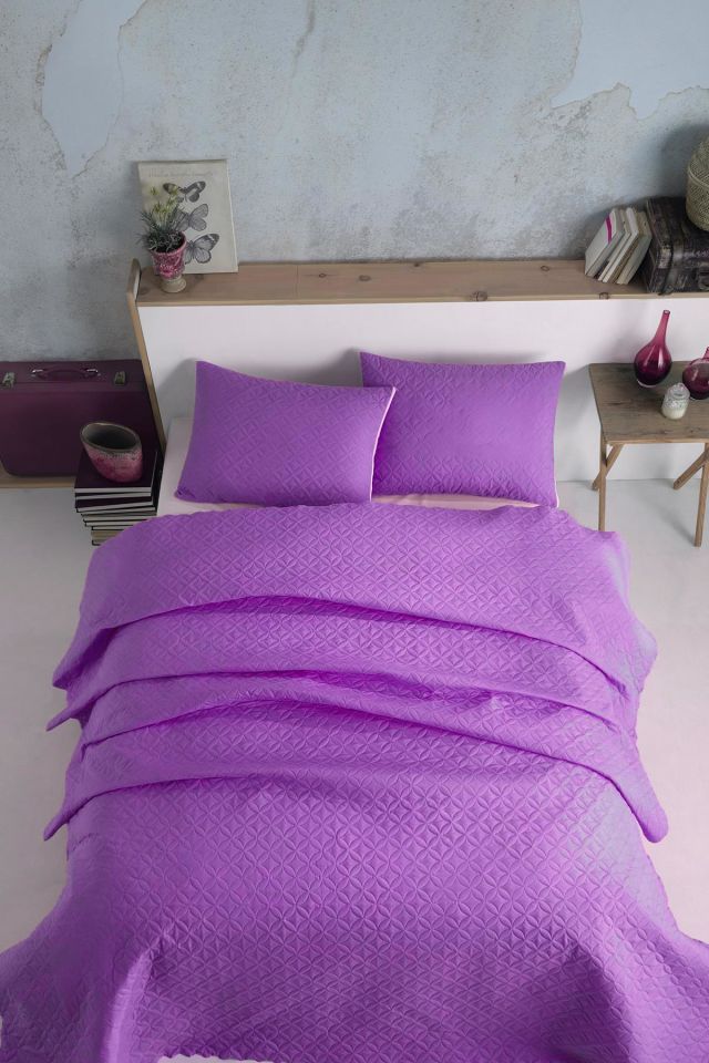 Dream Tek Kişilik Kapitone Yatak Örtüsü Seti Mor