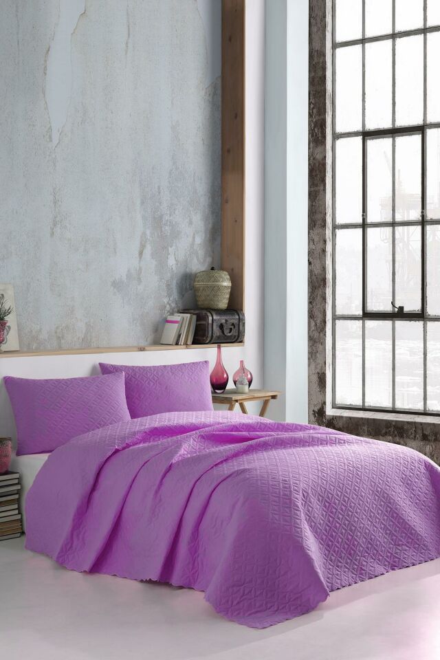 Dream Tek Kişilik Kapitone Yatak Örtüsü Seti Mor
