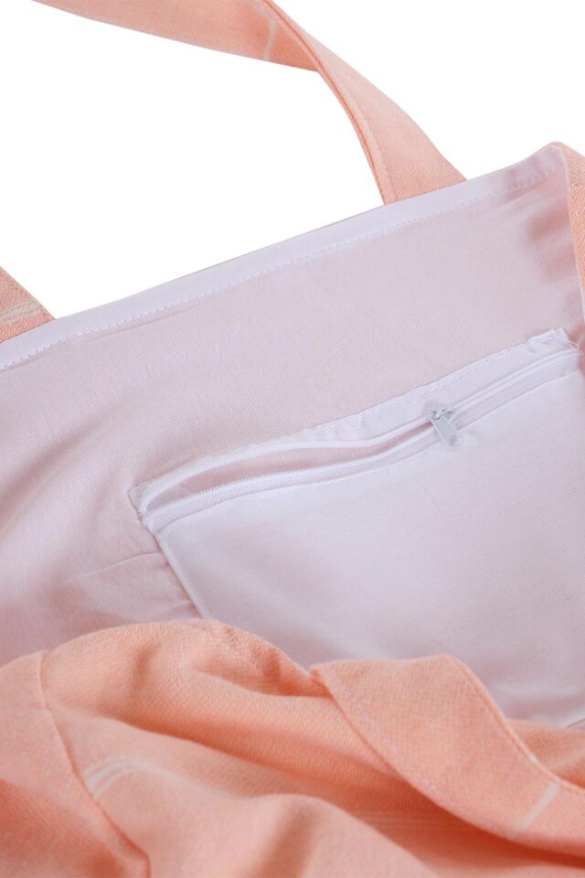 Bags Kumaş Çizgili Kol Çantası %100 Pamuklu Plaj Çantası