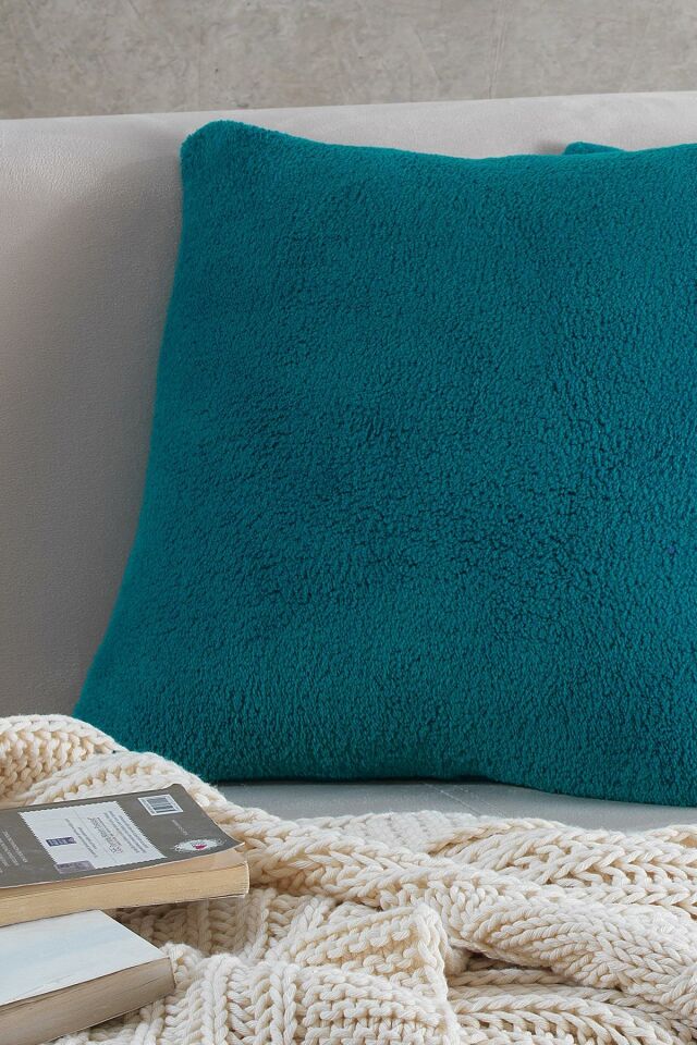 Sofa | 2 Adet Petrol Renk Welsoft Kırlent Kılıfı Yastık Kılıfı 44x44 Cm