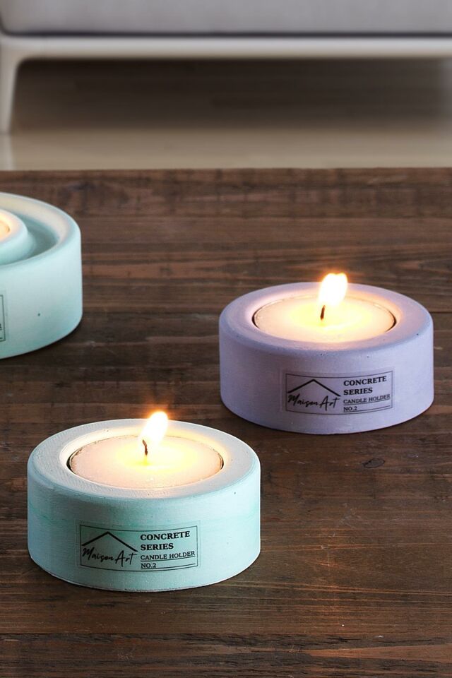 Holder | 4'Lü Set Mumluk | Tea Light Mumluk Seti | Lila-Yeşil