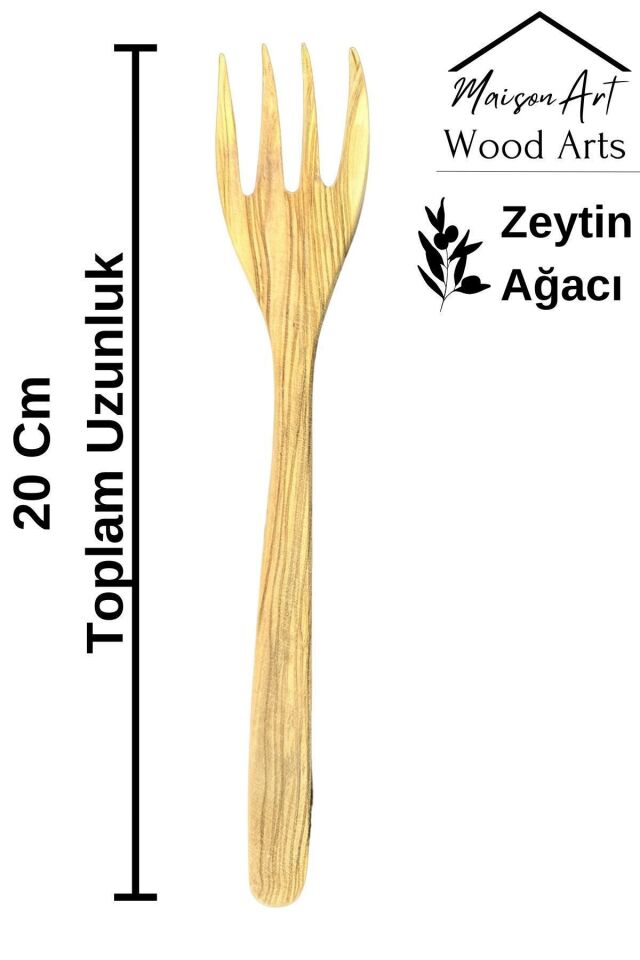Zeytin Ağacı Çatal Seti | 2li El Yapımı Ahşap Salata Çatalı