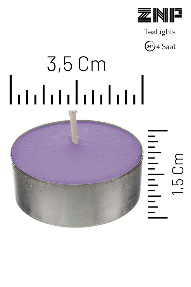 10 Adet | Lavanta Kokulu Tealight Mum | 4 Saat Yanar | Dekoratif Mumluk Mumu